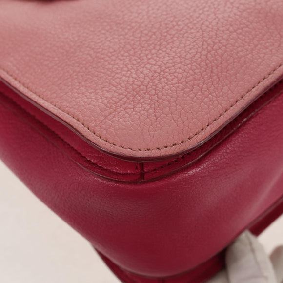 Miu Miu Madras Hand Bag Leather 2way Pink Gold Auth 154918V