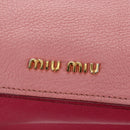 Miu Miu Madras Hand Bag Leather 2way Pink Gold Auth 154918V-21