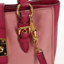 Miu Miu Madras Hand Bag Leather 2way Pink Gold Auth 154918V-22