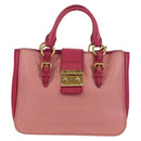 Miu Miu Madras Hand Bag Leather 2way Pink Gold Auth 154918V-13