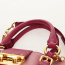 Miu Miu Madras Hand Bag Leather 2way Pink Gold Auth 154918V-14