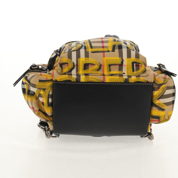 BURBERRY Nova Check Graffiti Backpack Canvas Beige Auth 154919V
