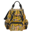 BURBERRY Nova Check Graffiti Backpack Canvas Beige Auth 154919V-2