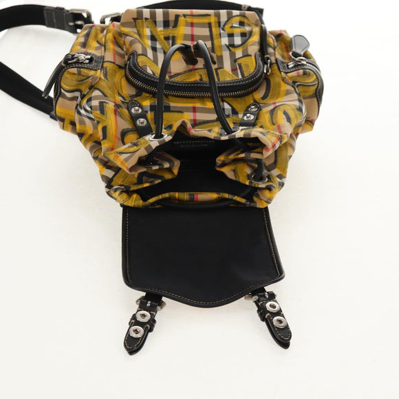 BURBERRY Nova Check Graffiti Backpack Canvas Beige Auth 154919V