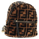 FENDI Zucca Canvas Zainomini Backpack Brown Black gold Auth 154921SAM-1