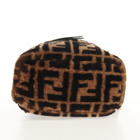 FENDI Zucca Canvas Zainomini Backpack Brown Black gold Auth 154921SAM