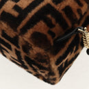 FENDI Zucca Canvas Zainomini Backpack Brown Black gold Auth 154921SAM-14