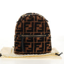 FENDI Zucca Canvas Zainomini Backpack Brown Black gold Auth 154921SAM-26