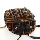 FENDI Zucca Canvas Zainomini Backpack Brown Black gold Auth 154921SAM-6