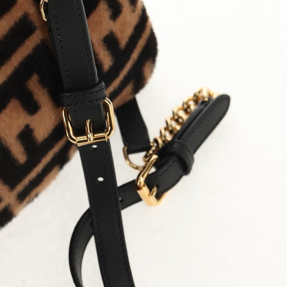 FENDI Zucca Canvas Zainomini Backpack Brown Black gold Auth 154921SAM