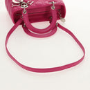 Christian Dior Canage Lady Dior Hand Bag Leather 2way Pink Gold Auth 154923SAM-10