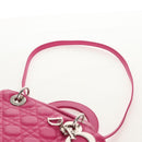 Christian Dior Canage Lady Dior Hand Bag Leather 2way Pink Gold Auth 154923SAM-11