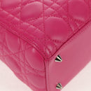 Christian Dior Canage Lady Dior Hand Bag Leather 2way Pink Gold Auth 154923SAM-13