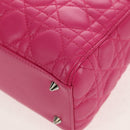 Christian Dior Canage Lady Dior Hand Bag Leather 2way Pink Gold Auth 154923SAM-14