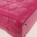 Christian Dior Canage Lady Dior Hand Bag Leather 2way Pink Gold Auth 154923SAM-15