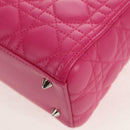 Christian Dior Canage Lady Dior Hand Bag Leather 2way Pink Gold Auth 154923SAM-16