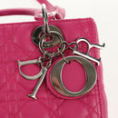 Christian Dior Canage Lady Dior Hand Bag Leather 2way Pink Gold Auth 154923SAM-17