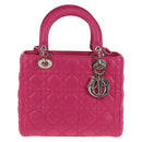 Christian Dior Canage Lady Dior Hand Bag Leather 2way Pink Gold Auth 154923SAM-2