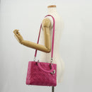 Christian Dior Canage Lady Dior Hand Bag Leather 2way Pink Gold Auth 154923SAM-26