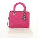 Christian Dior Canage Lady Dior Hand Bag Leather 2way Pink Gold Auth 154923SAM-27