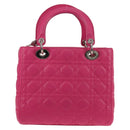 Christian Dior Canage Lady Dior Hand Bag Leather 2way Pink Gold Auth 154923SAM-3