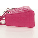 Christian Dior Canage Lady Dior Hand Bag Leather 2way Pink Gold Auth 154923SAM-4
