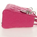 Christian Dior Canage Lady Dior Hand Bag Leather 2way Pink Gold Auth 154923SAM-5