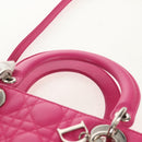 Christian Dior Canage Lady Dior Hand Bag Leather 2way Pink Gold Auth 154923SAM-9