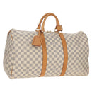 LOUIS VUITTON Damier Azur Keepall 50 Boston Bag N41430 LV Auth 154925V-1