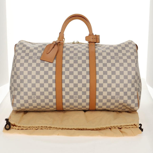 LOUIS VUITTON Damier Azur Keepall 50 Boston Bag N41430 LV Auth 154925V