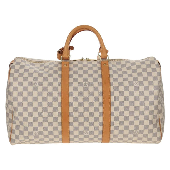 LOUIS VUITTON Damier Azur Keepall 50 Boston Bag N41430 LV Auth 154925V