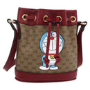 GUCCI Micro GG Supreme Doraemon Mini Bucket Bag PVC Beige 647801 Auth 154926SAM-1