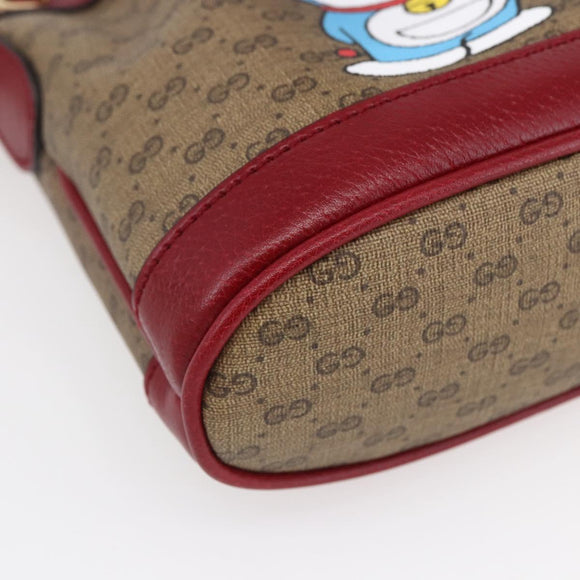 GUCCI Micro GG Supreme Doraemon Mini Bucket Bag PVC Beige 647801 Auth 154926SAM