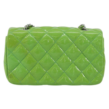 CHANEL Extra Mini Matelasse Chain Bag Patent leather Green Silver CC Auth 154929 - 0