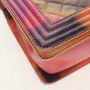 CHANEL Boy Chanel Medium Chain Bag Lamb Skin Orange Silver CC Auth 154930V-15