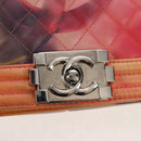 CHANEL Boy Chanel Medium Chain Bag Lamb Skin Orange Silver CC Auth 154930V-19