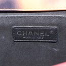CHANEL Boy Chanel Medium Chain Bag Lamb Skin Orange Silver CC Auth 154930V-21