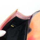 CHANEL Boy Chanel Medium Chain Bag Lamb Skin Orange Silver CC Auth 154930V-22