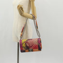 CHANEL Boy Chanel Medium Chain Bag Lamb Skin Orange Silver CC Auth 154930V-25