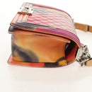 CHANEL Boy Chanel Medium Chain Bag Lamb Skin Orange Silver CC Auth 154930V-4