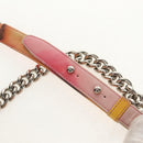 CHANEL Boy Chanel Medium Chain Bag Lamb Skin Orange Silver CC Auth 154930V-8