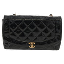 CHANEL Matelasse Chain Diana Bag Patent leather Black Gold CC Auth 154931V-2