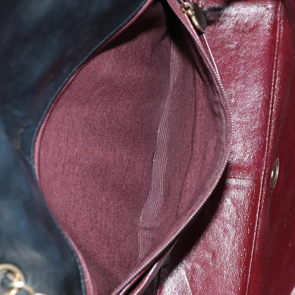 CHANEL Matelasse Chain Diana Bag Patent leather Black Gold CC Auth 154931V