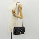 CHANEL Matelasse Chain Diana Bag Patent leather Black Gold CC Auth 154931V-28