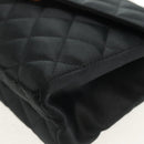 CHANEL Matelasse Chain Shoulder Bag Satin Black Gold CC Auth 154932SAV-12