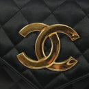 CHANEL Matelasse Chain Shoulder Bag Satin Black Gold CC Auth 154932SAV-15