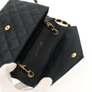 CHANEL Matelasse Chain Shoulder Bag Satin Black Gold CC Auth 154932SAV-16