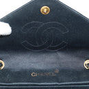 CHANEL Matelasse Chain Shoulder Bag Satin Black Gold CC Auth 154932SAV-17
