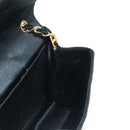 CHANEL Matelasse Chain Shoulder Bag Satin Black Gold CC Auth 154932SAV-19