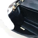 CHANEL Matelasse Chain Shoulder Bag Satin Black Gold CC Auth 154932SAV-20